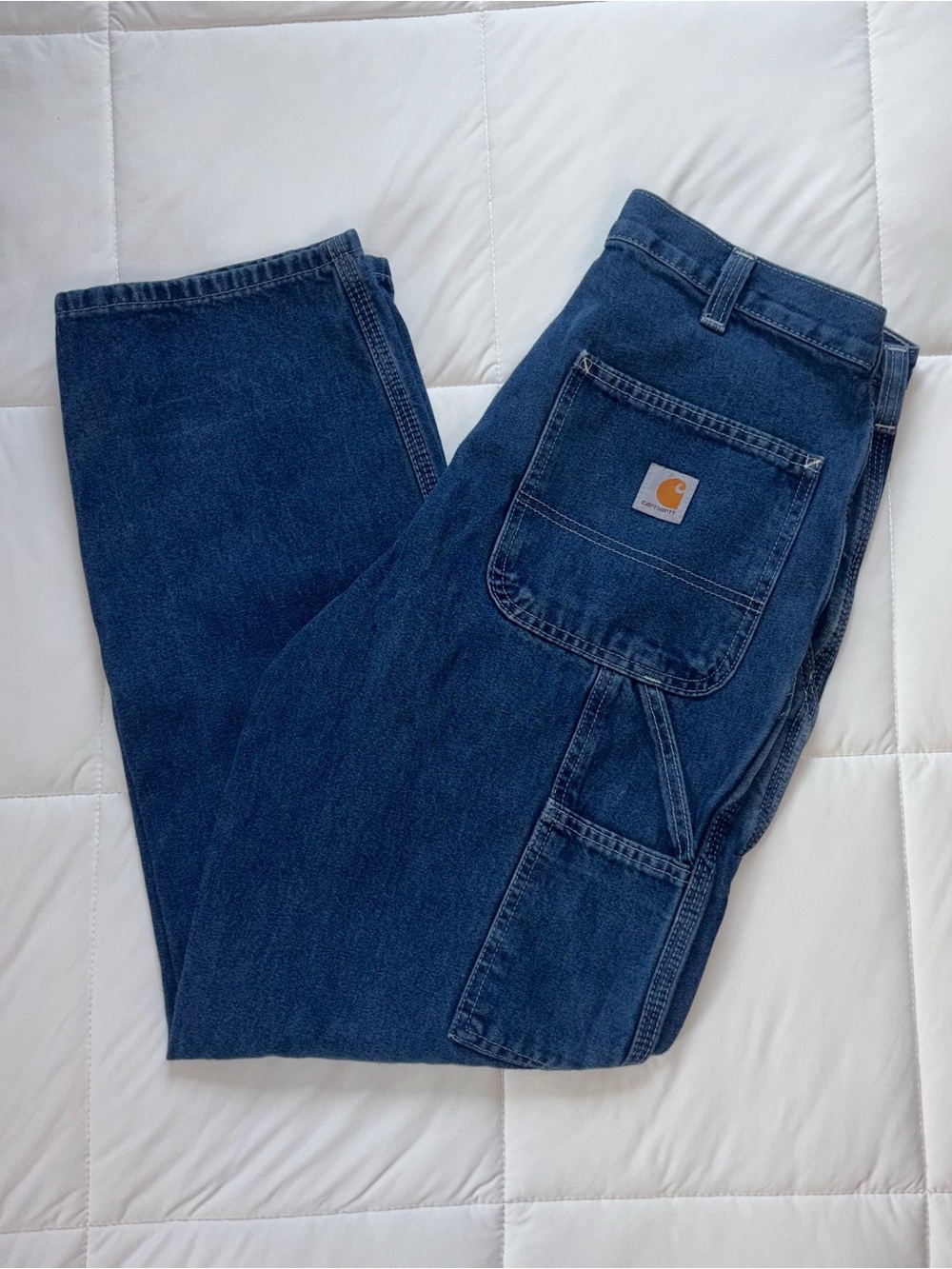 Carhartt Men's Dark Blue Denim Work Jeans